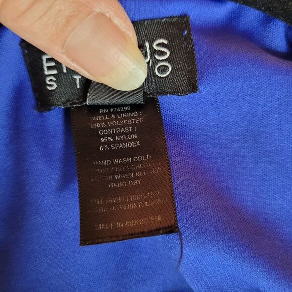 Enfocus Studio Sleeveless Sheer Caped Lace Bodycon Tea Length Dress Blue Sz 10 - Picture 9 of 9